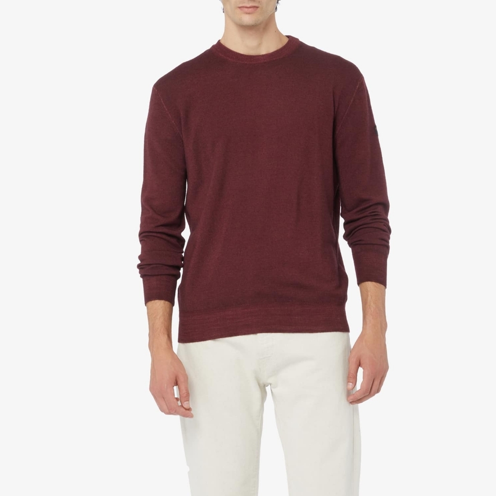 Paul & Shark Round Neck Wool Sweater Garment Dyed Size Large